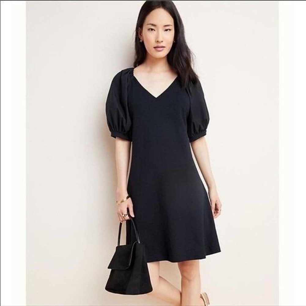 Anthropologie Maeve Annika V-Neck Puff Sleeve Mini Dress